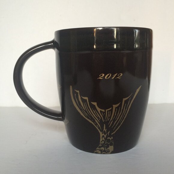 Starbucks 2012 Anniversary Brown Coffee Mug Golden Mermaid Siren New Bone China - Picture 3 of 6